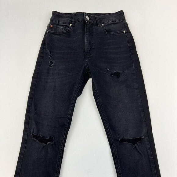 Denim & Co. Womens Distressed Five Pocket Skinny Jeans Black Size 4 - Picture 2 of 10